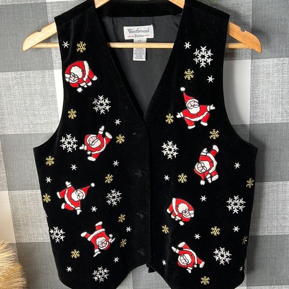 VTG Black Petite Woman’s Santa velvet Vest - Picture 1 of 5